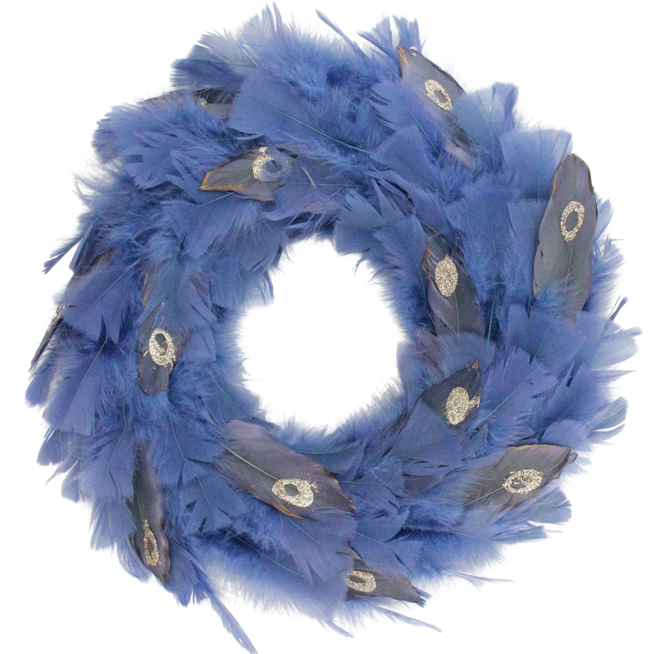 Northlight Blue And Gray Feather Artificial Christmas Wreath - 14-Inch, Unlit 3 Northlight Blue And Gray Feather Artificial Christmas Wreath - 14-Inch, Unlit