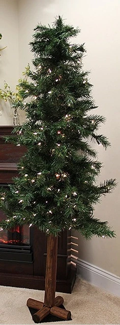 8' Pre-Lit Slim Traditional Woodland Alpine Artificial Christmas Tree - Clear Lights 5 8' Pre-Lit Slim Traditional Woodland Alpine Artificial Christmas Tree - Clear Lights - Image 3