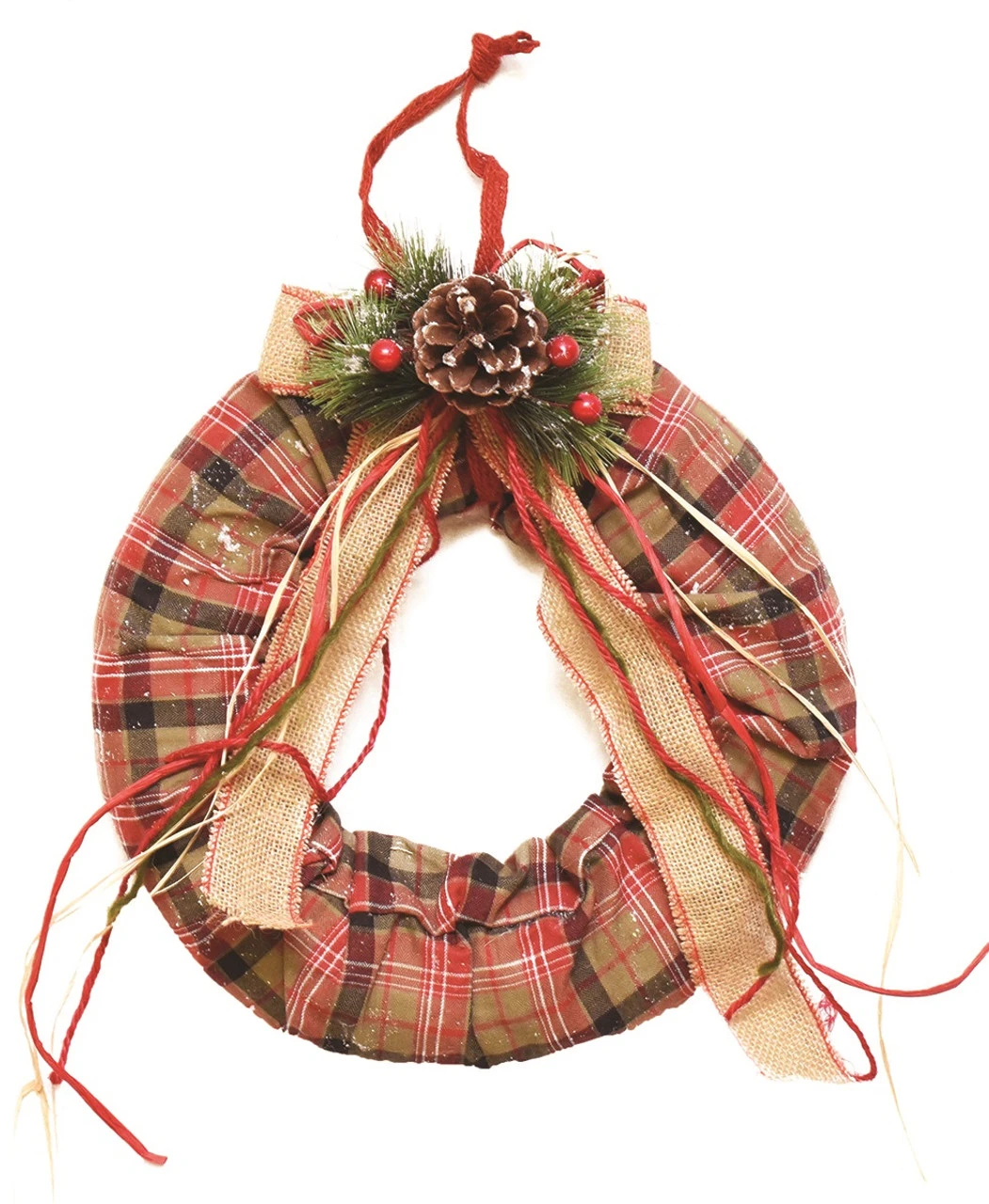 Northlight Red And Beige Plaid Christmas Wreath With Burlap Bow - 13-Inch, Unlit 3 Northlight Red And Beige Plaid Christmas Wreath With Burlap Bow - 13-Inch, Unlit