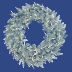 Pre-Lit Silver Ashley Spruce Tinsel Artificial Christmas Wreath - 60-Inch, Clear Lights