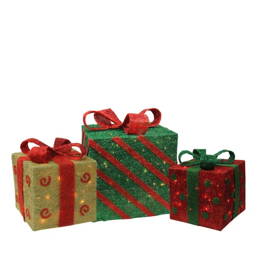 Northlight Set Of 3 Lighted Green And Red Gift Boxes Christmas Outdoor Decorations 16" 3 Northlight Set Of 3 Lighted Green And Red Gift Boxes Christmas Outdoor Decorations 16"