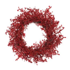 Red Iced Twig Artificial Christmas Wreath - 28-Inch, Unlit