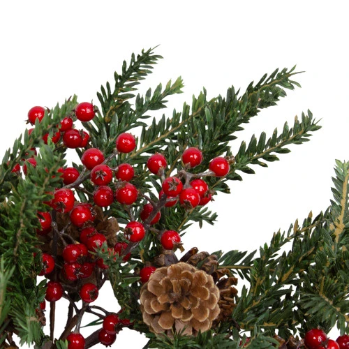 22" Red And Green Berry And Pine Cone Artificial Christmas Wreath Unlit 5 22" Red And Green Berry And Pine Cone Artificial Christmas Wreath Unlit - Image 3