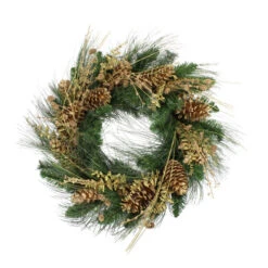 Gold Glitter Pine Cone And Berry Artificial Christmas Wreath - 26-Inch, Unlit