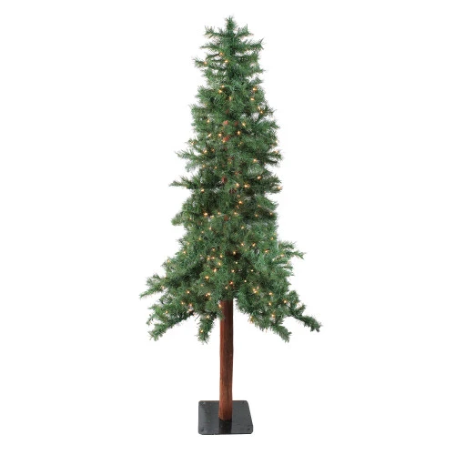8' Pre-Lit Slim Traditional Woodland Alpine Artificial Christmas Tree - Clear Lights 3 8' Pre-Lit Slim Traditional Woodland Alpine Artificial Christmas Tree - Clear Lights