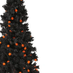 4.5' Pre-Lit Black Flocked Pencil Artificial Christmas Tree - Orange LED Lights - 30657569 -Northlight Shop allstate ytf144 bk 2 89998.1588397918