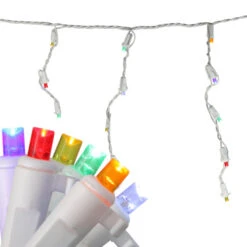 60 Multi-Color LED Twinkling Icicle Christmas Lights - 8.5 Ft White Wire