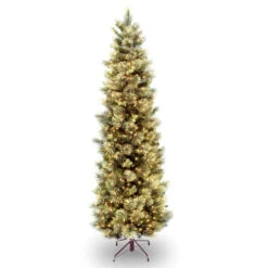Christmas Central 7 Ft. Carolina Pine Slim Tree With Clear Lights