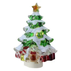 Roman 5.25" Green And White Snowy Christmas Tree Christmas Night Light