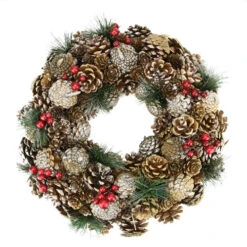 Northlight Glittered Pine Cones And Berries Artificial Christmas Wreath - 19-Inch, Unlit