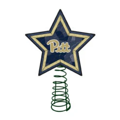 10" Lighted Blue And Green Star NCAA Pittsburgh Panthers Mosaic Christmas Tree Topper