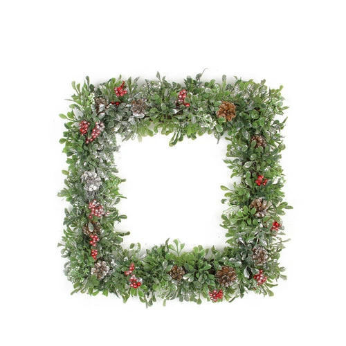 Northlight Square Boxwood And Berries Pine Cone Artificial Christmas Wreath 18-Inch, Unlit 3 Northlight Square Boxwood And Berries Pine Cone Artificial Christmas Wreath 18-Inch, Unlit