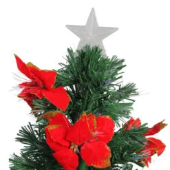 3' Pre-Lit Medium Fiber Optic Red Poinsettias Artificial Christmas Tree - Multicolor Lights -Northlight Shop dak gd 47090 2 22053.1588414608