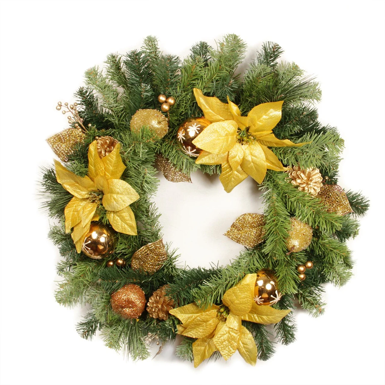 Green And Gold Berry Artificial Christmas Wreath - 24-Inch, Unlit 3 Green And Gold Berry Artificial Christmas Wreath - 24-Inch, Unlit