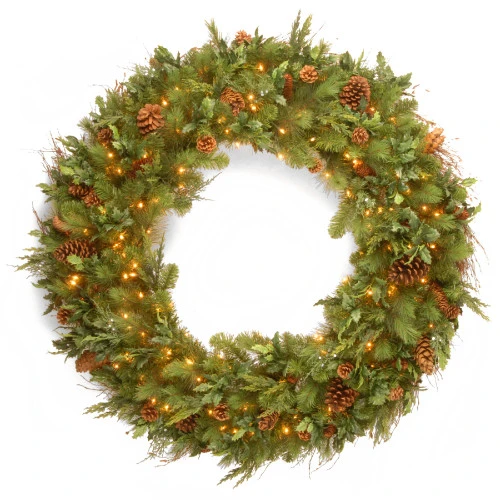 Christmas Central 48” Pre-Lit Decorative Collection Juniper Mix Pine Artificial Christmas Wreath - Warm White LED Lights 3 Christmas Central 48” Pre-Lit Decorative Collection Juniper Mix Pine Artificial Christmas Wreath - Warm White LED Lights