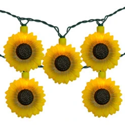 10-Count Sunflower Summer Patio String Mini Light Set, 8.5 Ft Green Wire