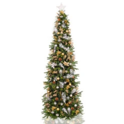 7.5' Pre-Lit Pre-Decorated Gold And Silver Artificial Christmas Tree – Clear LED Lights