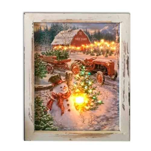 Christmas Central 10" White And Brown LED Lighted Christmas Tree Farm Rectangular Shadow Box Decoration 3 Christmas Central 10" White And Brown LED Lighted Christmas Tree Farm Rectangular Shadow Box Decoration