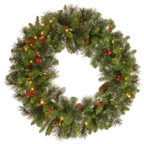 Christmas Central 30" Pre-Lit BO Crestwood Spruce Artificial Christmas Wreath - Warm White LED Lights 3 Christmas Central 30" Pre-Lit BO Crestwood Spruce Artificial Christmas Wreath - Warm White LED Lights