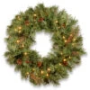 24” Pre-Lit Glistening Pine Artificial Christmas Wreath With Battery Operated - Warm White LED Lights
