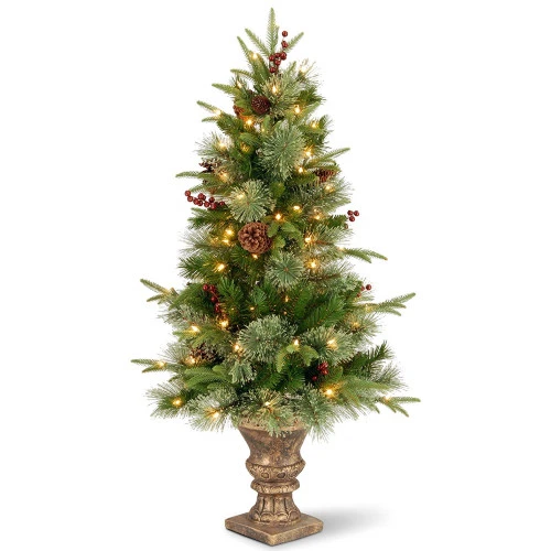 Christmas Central 4' Pre-lit Potted Colonial Entrance Artificial Christmas Tree, Clear Lights 3 Christmas Central 4' Pre-lit Potted Colonial Entrance Artificial Christmas Tree, Clear Lights