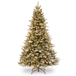 Christmas Central 7.5’ Pre-Lit Snowy Sheffield Spruce Artificial Christmas Tree, Warm White LED Lights