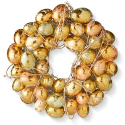 Gold And Pearl Eggs Wreath - 12-Inch