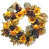 Pumpkins And Sunflowers Artificial Floral Wreath, Yellow 22-Inch -Northlight Shop dnat20rahve2809015560w22 59299.1664726381