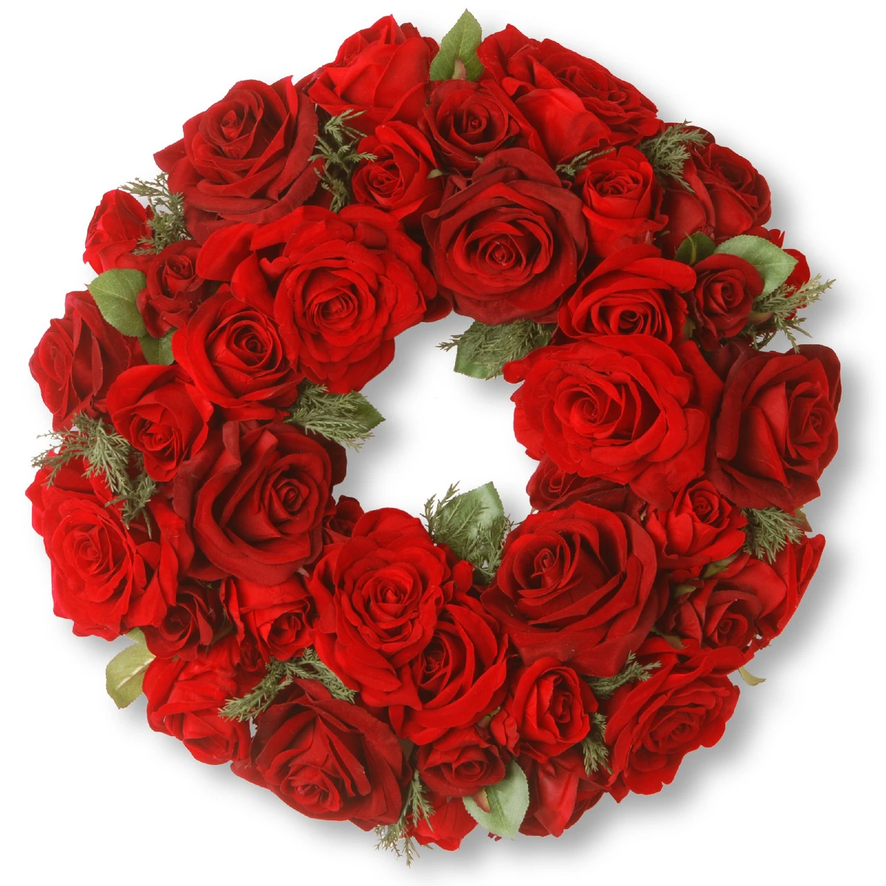 Velvet Red Rose Wreath–15-Inch, Unlit 3 Velvet Red Rose Wreath–15-Inch, Unlit