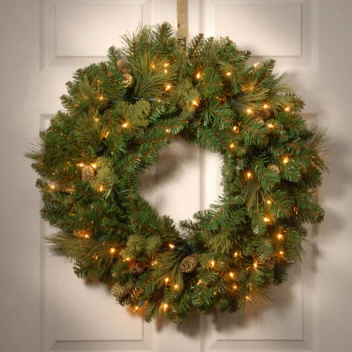 Christmas Central Pre-lit Carolina Pine Artificial Christmas Wreath, 30-Inch, Clear Lights 4 Christmas Central Pre-lit Carolina Pine Artificial Christmas Wreath, 30-Inch, Clear Lights - Image 2