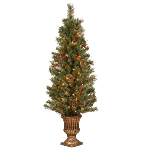 4.5' Pre-Lit Cashmere Cone Artificial Christmas Tree - Clear Lights 3 4.5' Pre-Lit Cashmere Cone Artificial Christmas Tree - Clear Lights