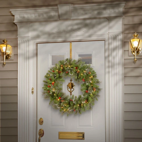Christmas Central 30" Pre-Lit BO Crestwood Spruce Artificial Christmas Wreath - Warm White LED Lights 4 Christmas Central 30" Pre-Lit BO Crestwood Spruce Artificial Christmas Wreath - Warm White LED Lights - Image 2