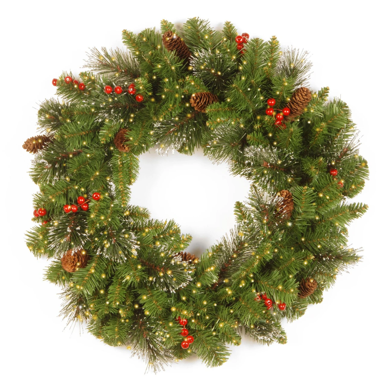 Christmas Central 24" Pre-Lit Crestwood Spruce Battery Operated Artificial Christmas Wreath - Warm White LED Infinity Lights 3 Christmas Central 24" Pre-Lit Crestwood Spruce Battery Operated Artificial Christmas Wreath - Warm White LED Infinity Lights