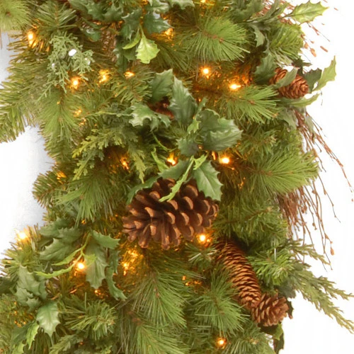 Christmas Central 48” Pre-Lit Decorative Collection Juniper Mix Pine Artificial Christmas Wreath - Warm White LED Lights 4 Christmas Central 48” Pre-Lit Decorative Collection Juniper Mix Pine Artificial Christmas Wreath - Warm White LED Lights - Image 2