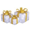 Set Of 3 White And Gold Pre-Lit Gift Boxes - LED Lights -Northlight Shop dnat df 070003l 90700.1587645163