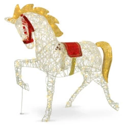 51" Pre-Lit Standing Carnival Horse Christmas Decoration - LED Lights