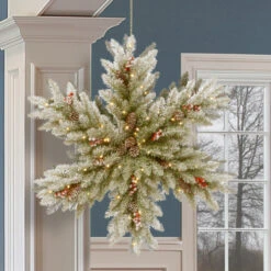 Christmas Central 32" Pre-Lit B/O Dunhill Fir Double Sided Artificial Christmas Snowflake – LED Lights -Northlight Shop dnat duf3 303 32sb 1 2 32813.1631812646