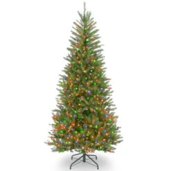 Christmas Central 7.5’ Pre-lit Dunhill Fir Slim Artificial Christmas Tree – Multicolor Lights