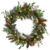 30" Pre-Lit Frosted Pine Berry Artificial Christmas Wreath - LED Lights Battery Operated