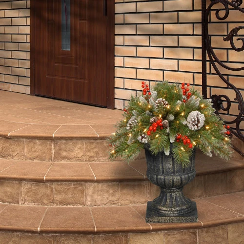 Christmas Central 18" Pre-Lit Frosted Berry Urn Filler Christmas Garden Stakes, Warm LED Lights 4 Christmas Central 18" Pre-Lit Frosted Berry Urn Filler Christmas Garden Stakes, Warm LED Lights - Image 2