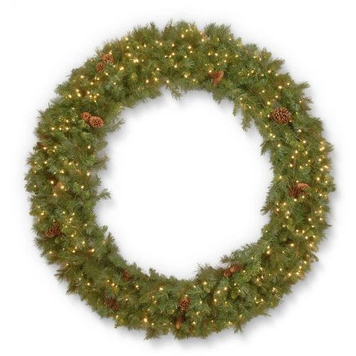 Christmas Central Pre-Lit Garwood Spruce Artificial Christmas Wreath, 48-Inch, Warm White LED Lights 3 Christmas Central Pre-Lit Garwood Spruce Artificial Christmas Wreath, 48-Inch, Warm White LED Lights