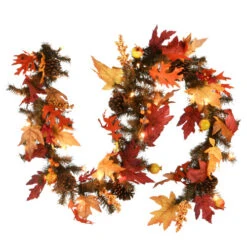 6' Maple Garland With Clear Lights