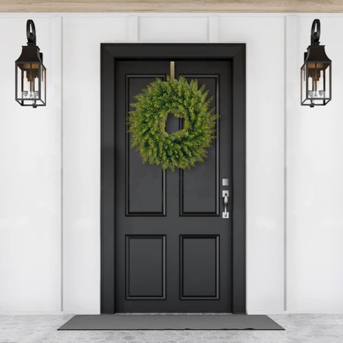 Christmas Central Pre-Lit Kingswood Fir Artificial Christmas Wreath, 24-Inch, White LED Lights 4 Christmas Central Pre-Lit Kingswood Fir Artificial Christmas Wreath, 24-Inch, White LED Lights - Image 2