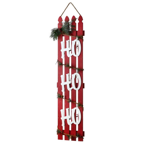 Christmas Central 46.75" Picket Fence "HO HO HO" Christmas Wall Sign Decoration 3 Christmas Central 46.75" Picket Fence "HO HO HO" Christmas Wall Sign Decoration