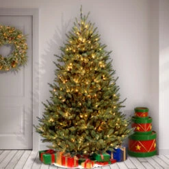 Christmas Central 9’ Pre-Lit Medium Natural Fraser Fir Artificial Christmas Tree, White Lights -Northlight Shop dnat naffmh1 90lo s2 3 19057.1670489774