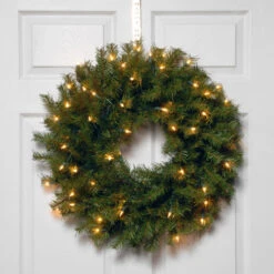 Christmas Central Pre-Lit Norwood Fir Artificial Christmas Wreath, 24-Inch, Clear Lights -Northlight Shop dnat nf 24wlo 1 3 16211.1638203362