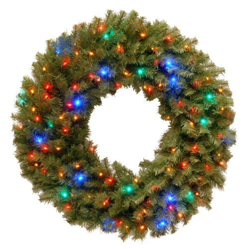 Christmas Central Pre-Lit Norwood Fir Artificial Christmas Wreath, 36-Inch, Multicolor LED Lights 3 Christmas Central Pre-Lit Norwood Fir Artificial Christmas Wreath, 36-Inch, Multicolor LED Lights