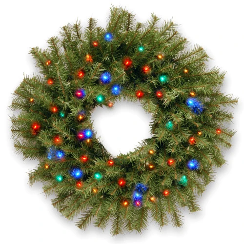 Christmas Central Pre-Lit Norwood Fir Artificial Christmas Wreath, 24-Inch, Multicolor Lights 3 Christmas Central Pre-Lit Norwood Fir Artificial Christmas Wreath, 24-Inch, Multicolor Lights