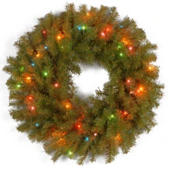 Pre-Lit Norwood Fir Artificial Christmas Wreath - 30-Inch, Multi Color Lights