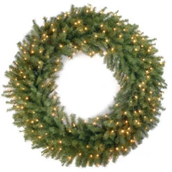 Christmas Central Pre-Lit Norwood Fir Deluxe Artificial Christmas Wreath, 48-Inch, Clear Lights